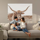 Longhorn Bull Wall Art Canvas Print – Framed Rustic Cow