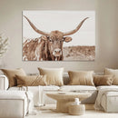 Longhorn Bull Wall Art Canvas Print – Framed Rustic Cow