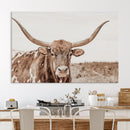 Longhorn Bull Wall Art Canvas Print – Framed Rustic Cow