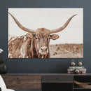 Longhorn Bull Wall Art Canvas Print – Framed Rustic Cow