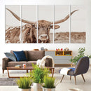 Longhorn Bull Wall Art Canvas Print – Framed Rustic Cow