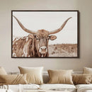 Longhorn Bull Wall Art Canvas Print – Framed Rustic Cow