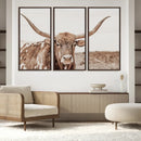 Longhorn Bull Wall Art Canvas Print – Framed Rustic Cow