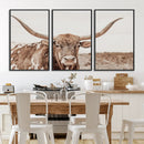 Longhorn Bull Wall Art Canvas Print – Framed Rustic Cow