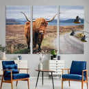 Longhorn Highland Cow Canvas Wall Art Print Animal