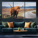 Longhorn Highland Cow Canvas Wall Art Print Animal