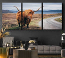Longhorn Highland Cow Canvas Wall Art Print Animal