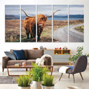 Longhorn Highland Cow Canvas Wall Art Print Animal