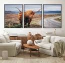 Longhorn Highland Cow Canvas Wall Art Print Animal