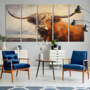 Longhorn Highland Cow Canvas Wall Art Print – Rustic