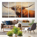 Longhorn Highland Cow Canvas Wall Art Print – Rustic