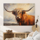 Longhorn Highland Cow Canvas Wall Art Print – Rustic