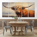 Longhorn Highland Cow Canvas Wall Art Print – Rustic