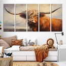 Longhorn Highland Cow Canvas Wall Art Print – Rustic