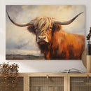 Longhorn Highland Cow Canvas Wall Art Print – Rustic