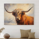 Longhorn Highland Cow Canvas Wall Art Print – Rustic