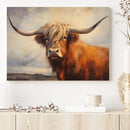 Longhorn Highland Cow Canvas Wall Art Print – Rustic