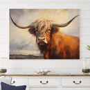 Longhorn Highland Cow Canvas Wall Art Print – Rustic