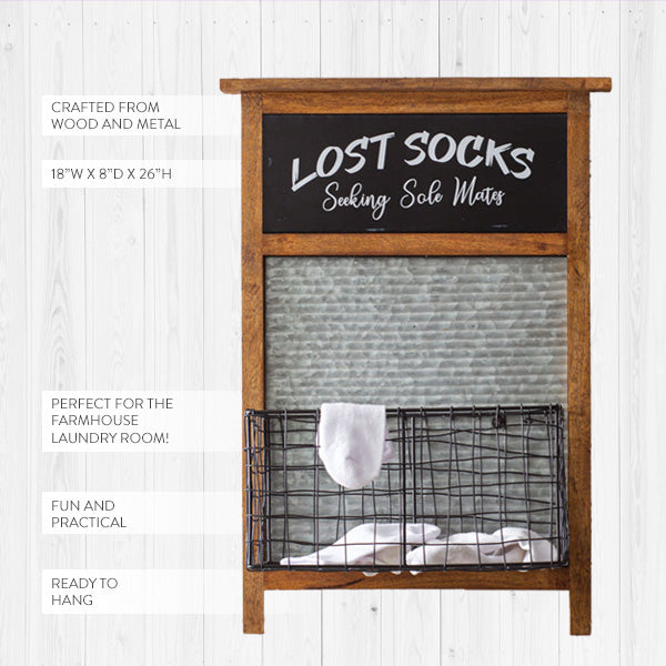 Farmhouse Lost Socks Storage Wall Basket