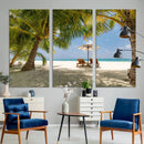 Lounge Chairs Palm Trees on Tropical Beach Canvas Wall Art by MyGreatCanvas | Canvas Wall Art Prints | Photo Prints & Wall Decor