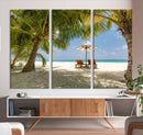 Lounge Chairs Palm Trees on Tropical Beach Canvas Wall Art by MyGreatCanvas | Canvas Wall Art Prints | Photo Prints & Wall Decor