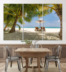 Lounge Chairs Palm Trees on Tropical Beach Canvas Wall Art by MyGreatCanvas | Canvas Wall Art Prints | Photo Prints & Wall Decor