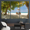 Lounge Chairs Palm Trees on Tropical Beach Canvas Wall Art by MyGreatCanvas | Canvas Wall Art Prints | Photo Prints & Wall Decor