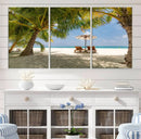 Lounge Chairs Palm Trees on Tropical Beach Canvas Wall Art by MyGreatCanvas | Canvas Wall Art Prints | Photo Prints & Wall Decor