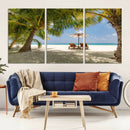 Lounge Chairs Palm Trees on Tropical Beach Canvas Wall Art by MyGreatCanvas | Canvas Wall Art Prints | Photo Prints & Wall Decor