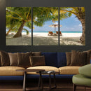 Lounge Chairs Palm Trees on Tropical Beach Canvas Wall Art by MyGreatCanvas | Canvas Wall Art Prints | Photo Prints & Wall Decor