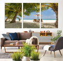 Lounge Chairs Palm Trees on Tropical Beach Canvas Wall Art by MyGreatCanvas | Canvas Wall Art Prints | Photo Prints & Wall Decor