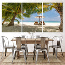 Lounge Chairs Palm Trees on Tropical Beach Canvas Wall Art by MyGreatCanvas | Canvas Wall Art Prints | Photo Prints & Wall Decor