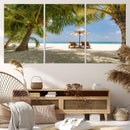 Lounge Chairs Palm Trees on Tropical Beach Canvas Wall Art by MyGreatCanvas | Canvas Wall Art Prints | Photo Prints & Wall Decor