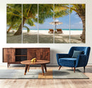 Lounge Chairs Palm Trees on Tropical Beach Canvas Wall Art by MyGreatCanvas | Canvas Wall Art Prints | Photo Prints & Wall Decor