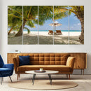 Lounge Chairs Palm Trees on Tropical Beach Canvas Wall Art by MyGreatCanvas | Canvas Wall Art Prints | Photo Prints & Wall Decor