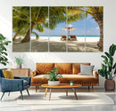 Lounge Chairs Palm Trees on Tropical Beach Canvas Wall Art by MyGreatCanvas | Canvas Wall Art Prints | Photo Prints & Wall Decor