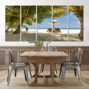Lounge Chairs Palm Trees on Tropical Beach Canvas Wall Art by MyGreatCanvas | Canvas Wall Art Prints | Photo Prints & Wall Decor