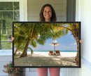 Lounge Chairs Palm Trees on Tropical Beach Canvas Wall Art by MyGreatCanvas | Canvas Wall Art Prints | Photo Prints & Wall Decor