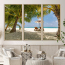 Lounge Chairs Palm Trees on Tropical Beach Canvas Wall Art by MyGreatCanvas | Canvas Wall Art Prints | Photo Prints & Wall Decor