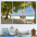 Lounge Chairs Palm Trees on Tropical Beach Canvas Wall Art by MyGreatCanvas | Canvas Wall Art Prints | Photo Prints & Wall Decor