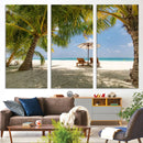 Lounge Chairs Palm Trees on Tropical Beach Canvas Wall Art by MyGreatCanvas | Canvas Wall Art Prints | Photo Prints & Wall Decor