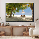 Lounge Chairs Palm Trees on Tropical Beach Canvas Wall Art by MyGreatCanvas | Canvas Wall Art Prints | Photo Prints & Wall Decor