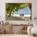 Lounge Chairs Palm Trees on Tropical Beach Canvas Wall Art by MyGreatCanvas | Canvas Wall Art Prints | Photo Prints & Wall Decor