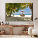 Lounge Chairs Palm Trees on Tropical Beach Canvas Wall Art by MyGreatCanvas | Canvas Wall Art Prints | Photo Prints & Wall Decor