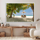 Lounge Chairs Palm Trees on Tropical Beach Canvas Wall Art by MyGreatCanvas | Canvas Wall Art Prints | Photo Prints & Wall Decor