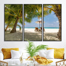 Lounge Chairs Palm Trees on Tropical Beach Canvas Wall Art by MyGreatCanvas | Canvas Wall Art Prints | Photo Prints & Wall Decor