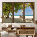 Lounge Chairs Palm Trees on Tropical Beach Canvas Wall Art by MyGreatCanvas | Canvas Wall Art Prints | Photo Prints & Wall Decor