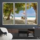 Lounge Chairs Palm Trees on Tropical Beach Canvas Wall Art by MyGreatCanvas | Canvas Wall Art Prints | Photo Prints & Wall Decor