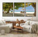 Lounge Chairs Palm Trees on Tropical Beach Canvas Wall Art by MyGreatCanvas | Canvas Wall Art Prints | Photo Prints & Wall Decor