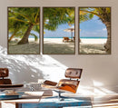 Lounge Chairs Palm Trees on Tropical Beach Canvas Wall Art by MyGreatCanvas | Canvas Wall Art Prints | Photo Prints & Wall Decor